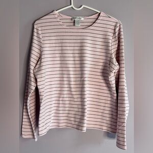 Sport Savvy Long Sleeve Pink And Gray Striped Top Size Large